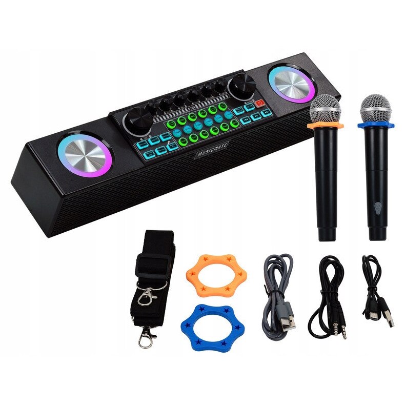Set karaoke MusicMate MM-SC500 SonicEdge, 30W, Bluetooth, 2 microfoane, negru, 41x8x9cm
