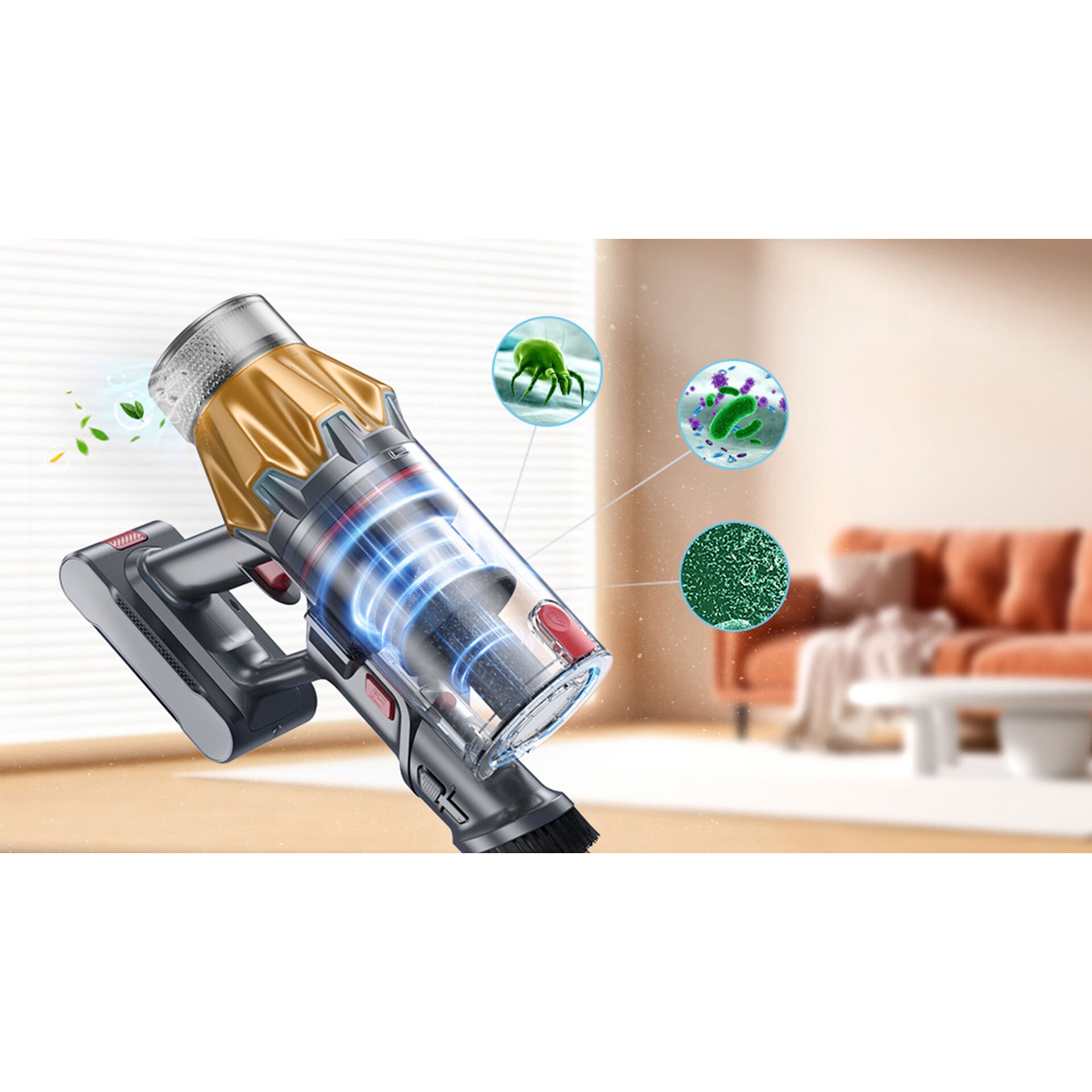 Aspirator vertical 2 in 1, Rohnson Mamba X Sense M15, 465 W, 28.8 V, 3000 mAh, cyclone, 35 kPa, autonomie 70 min