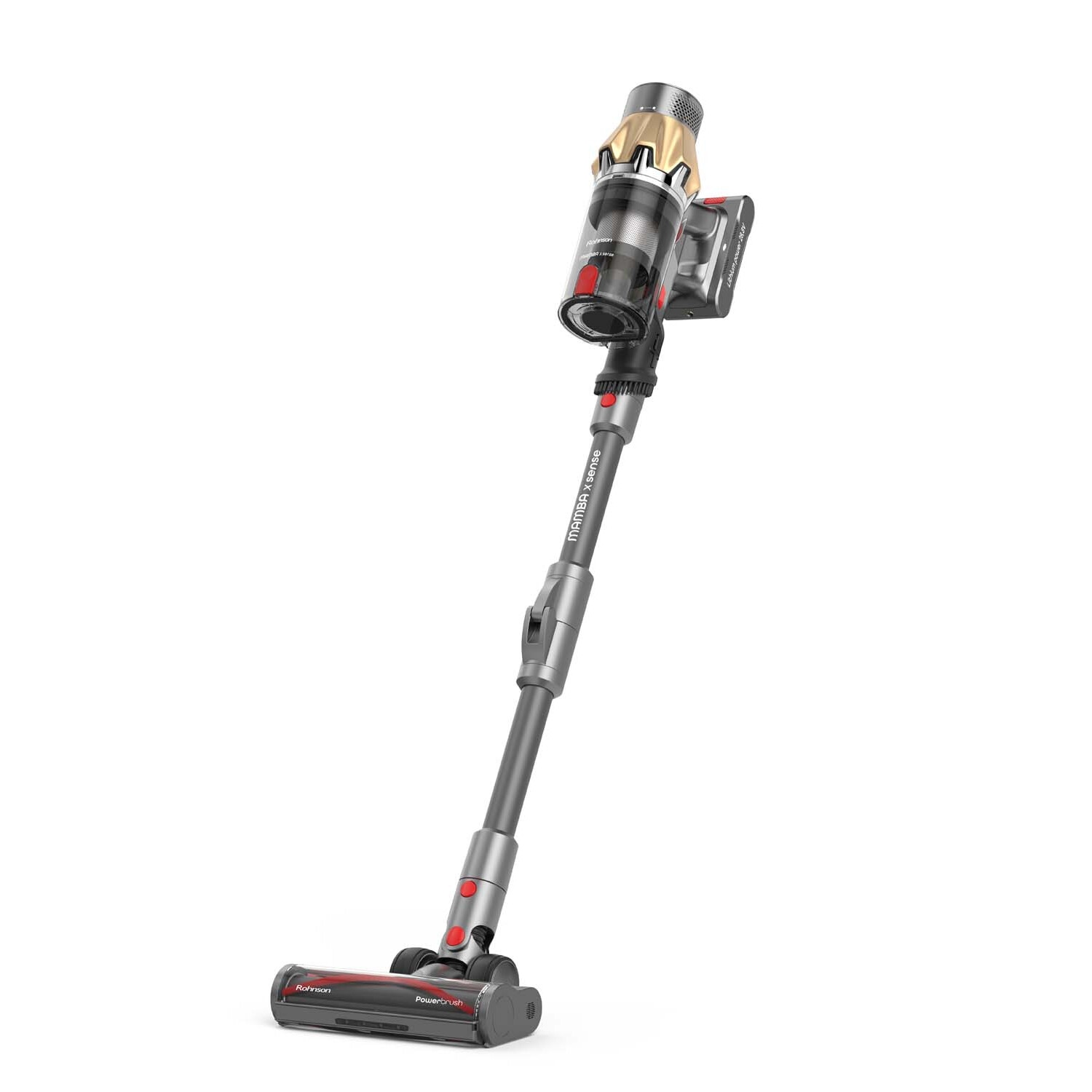 Aspirator vertical 2 in 1, Rohnson Mamba X Sense M15, 465 W, 28.8 V, 3000 mAh, cyclone, 35 kPa, autonomie 70 min