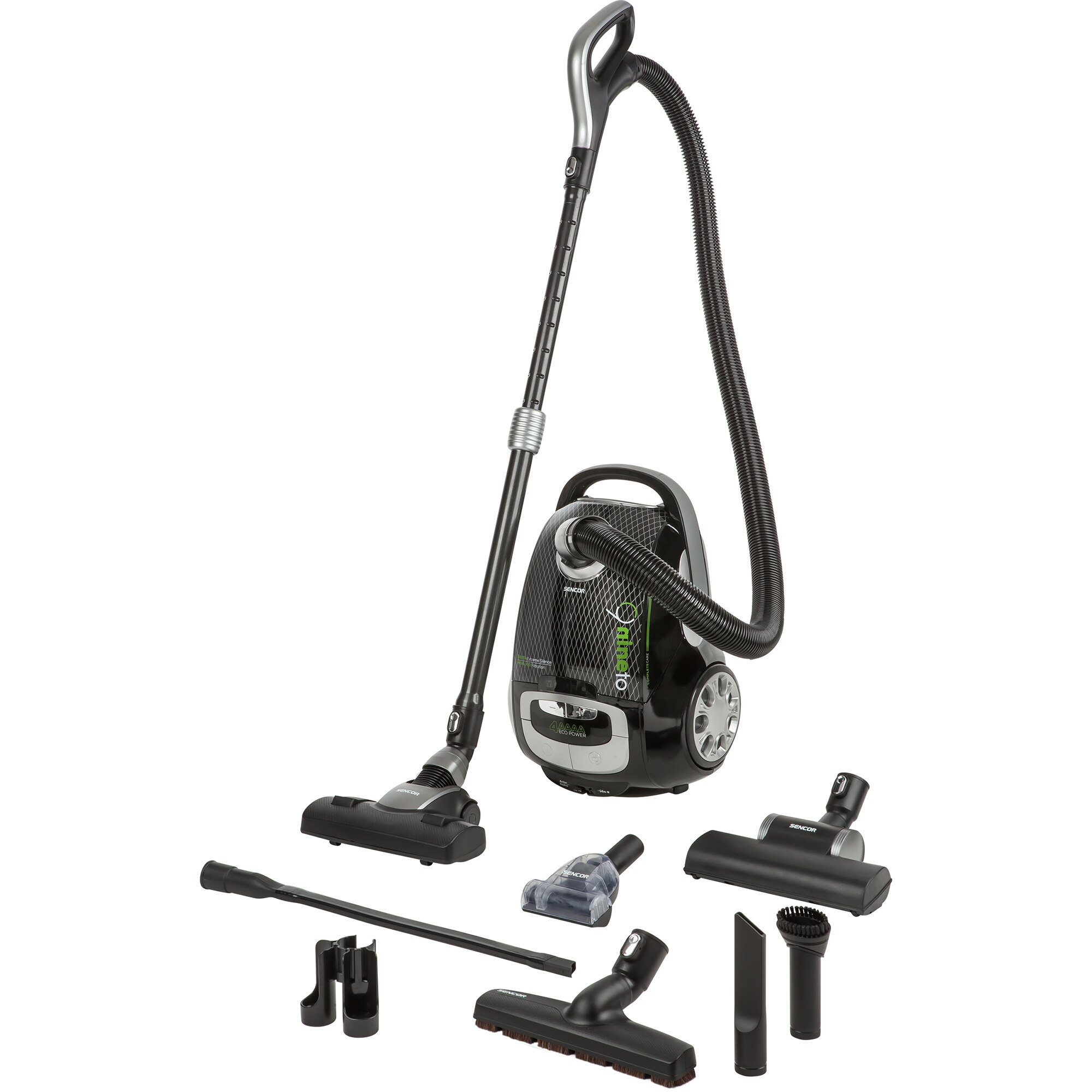 Aspirator cu sac Sencor SVC9000BK, tehnologie Extreme Silence, filtru HEPA H13 pentru aer curat, 4L, 800W, negru