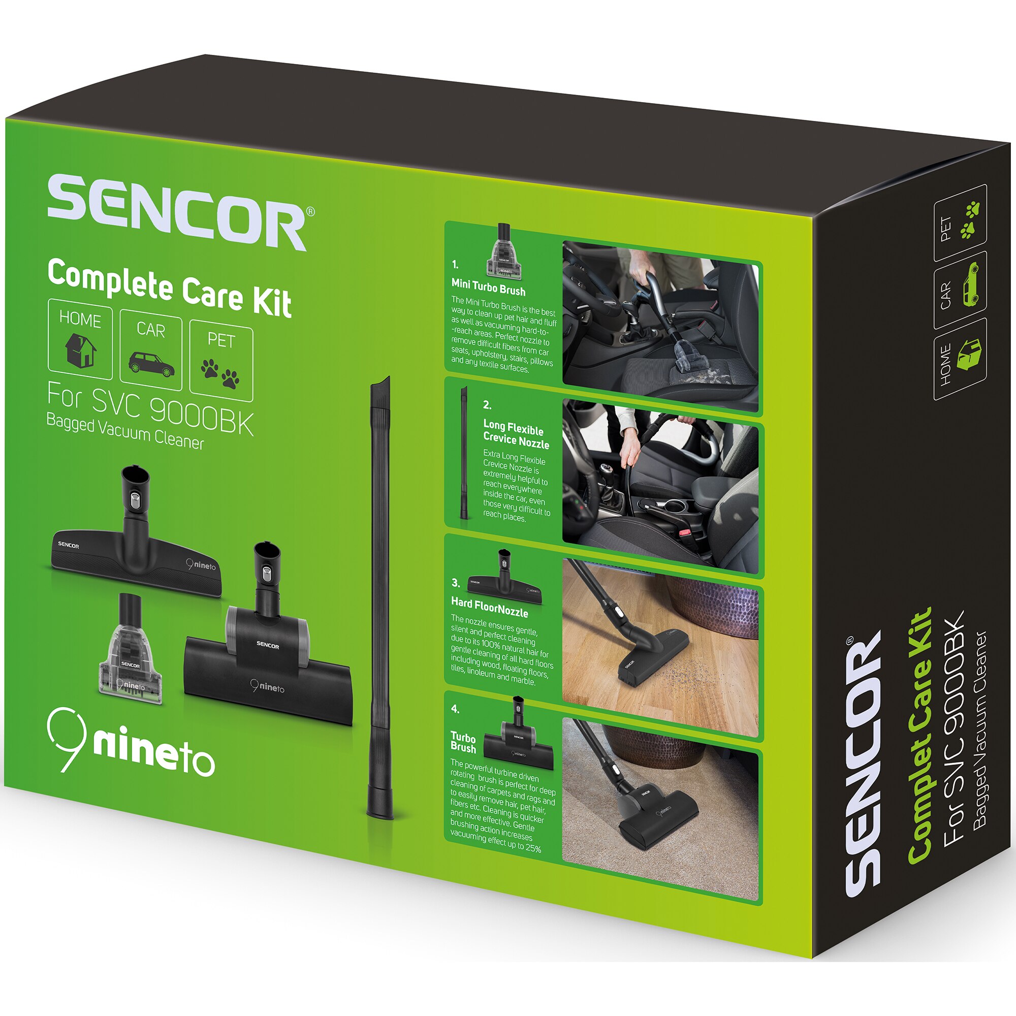 Aspirator cu sac Sencor SVC9000BK, tehnologie Extreme Silence, filtru HEPA H13 pentru aer curat, 4L, 800W, negru