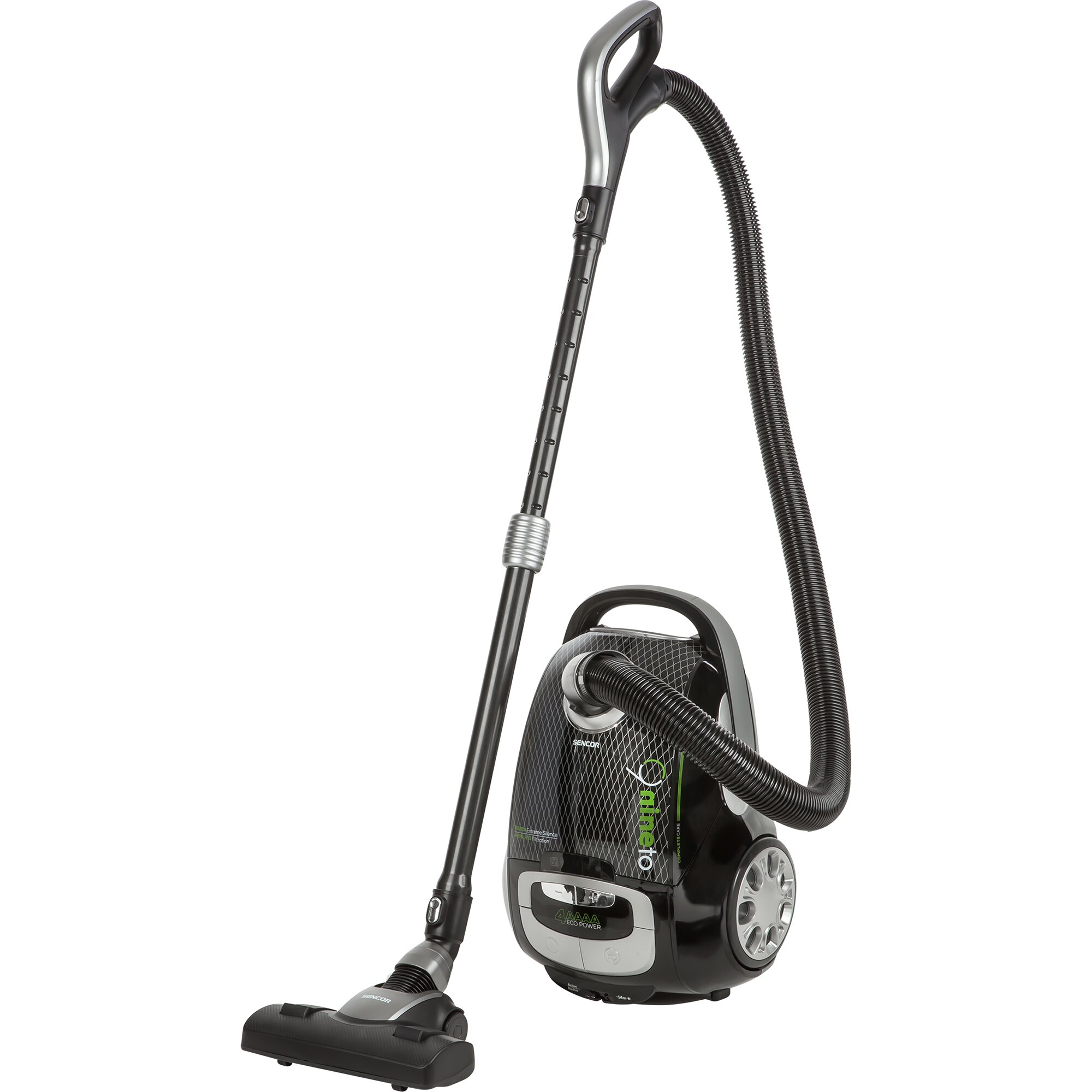 Aspirator cu sac Sencor SVC9000BK, tehnologie Extreme Silence, filtru HEPA H13 pentru aer curat, 4L, 800W, negru