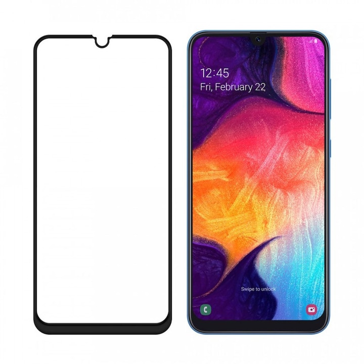 Folie sticla 9D compatibil cu Samsung Galaxy A30s - Contur negru