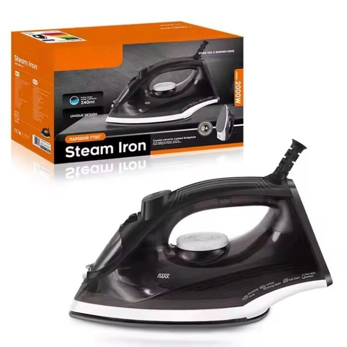 Fier de Calcat Electric cu Abur, 1400W, Talpa Ceramica Antiaderenta, 5 Trepte de Temperatura, Rezervor 240ml, Cablu Rotativ 360°, Design Compact