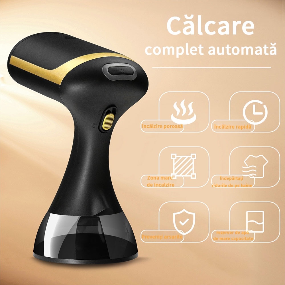 Calcat cu abur,1 buc, portabil pliabil 1500W cu maner, uz casnic、calatorii mini, negru