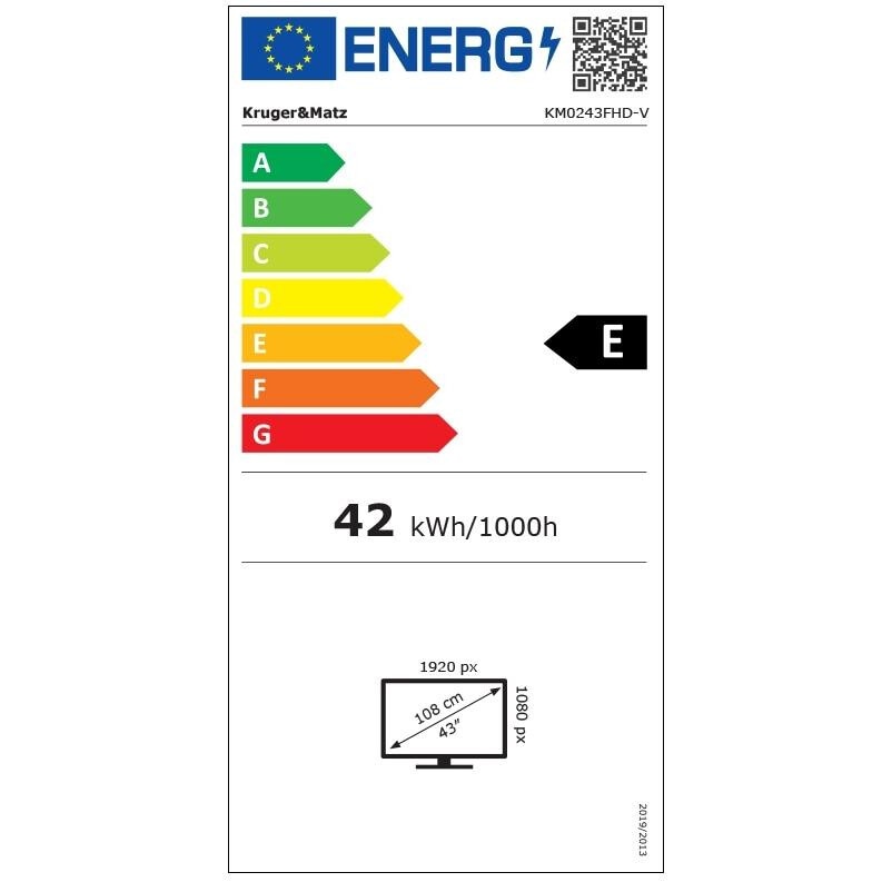 Televizor LED Krüger&Matz 109 cm 43" KM0243FHD-V, Full HD, Smart TV, WiFi, CI+