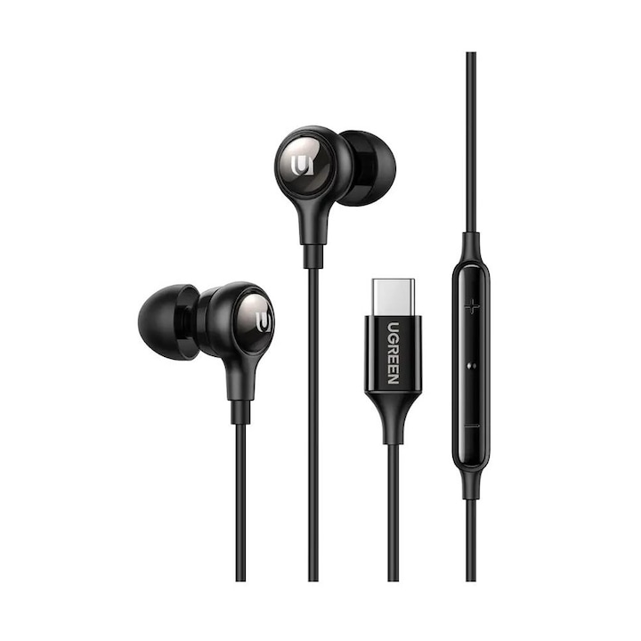 Casti Ugreen intraauriculare butoni, pentru smartphone, microfon pe fir, conectare prin USB Type-C
