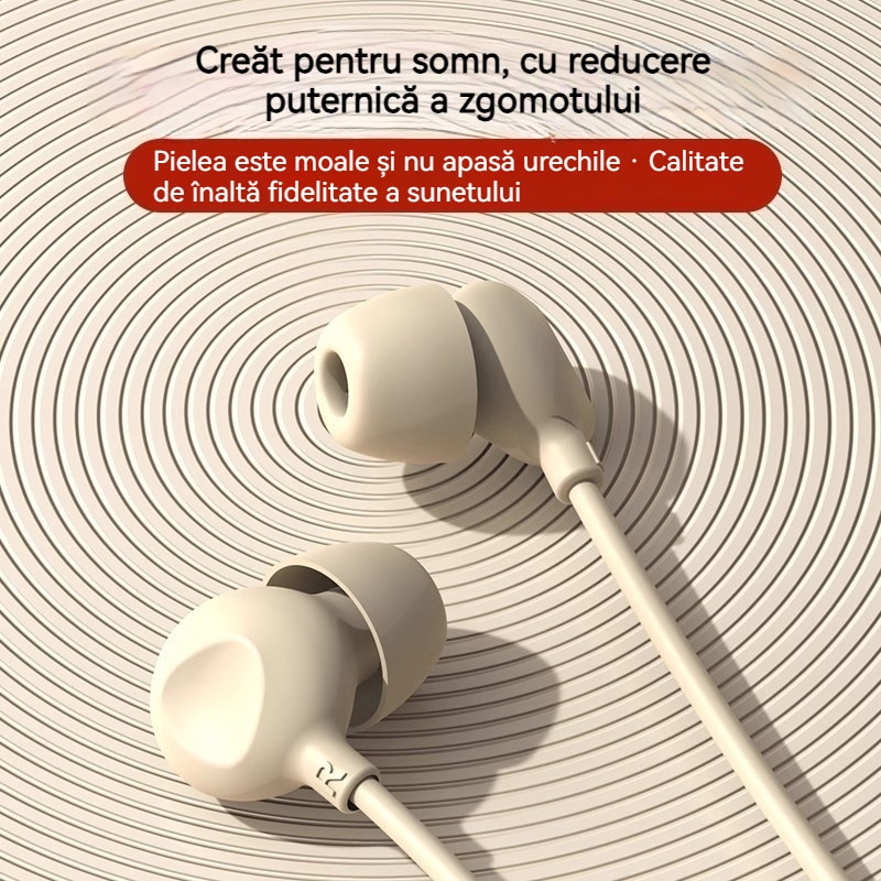 Casti cu fir, In-Ear, control volum/apeluri, Bej