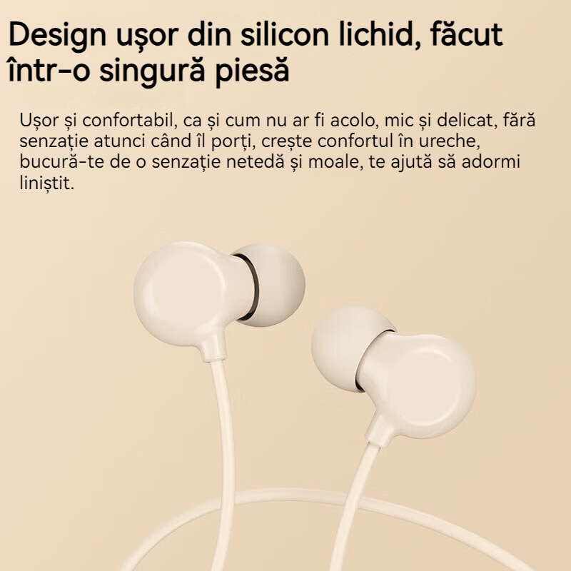 Casti cu fir, In-Ear, control volum/apeluri, Bej