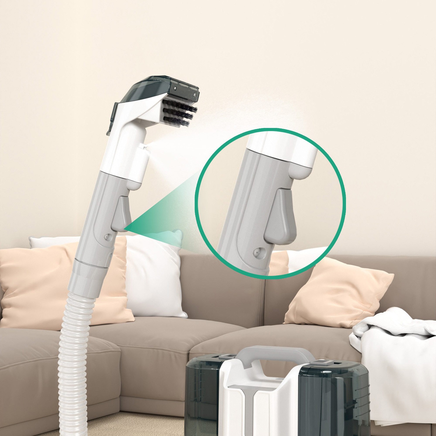Aspirator cu spalare AKKEE Rowenta Clean, 450W, 600ml, Gri/Alb, 33x23x30cm