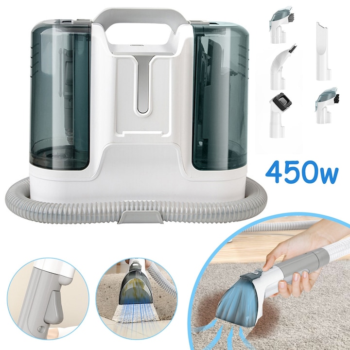 Aspirator cu spalare AKKEE Rowenta Clean, 450W, 600ml, Gri/Alb, 33x23x30cm