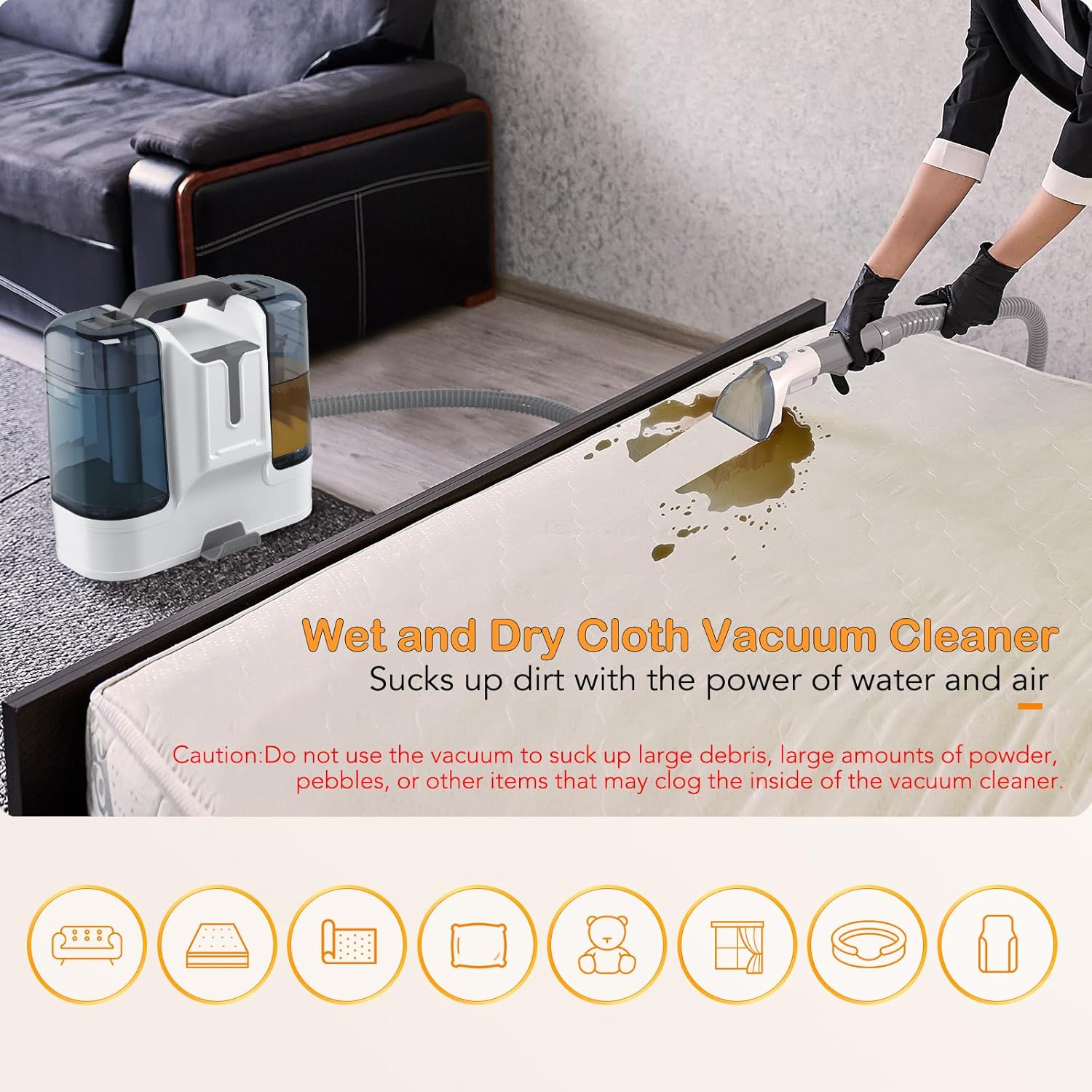 Aspirator cu spalare AKKEE Rowenta Clean, 450W, 600ml, Gri/Alb, 33x23x30cm