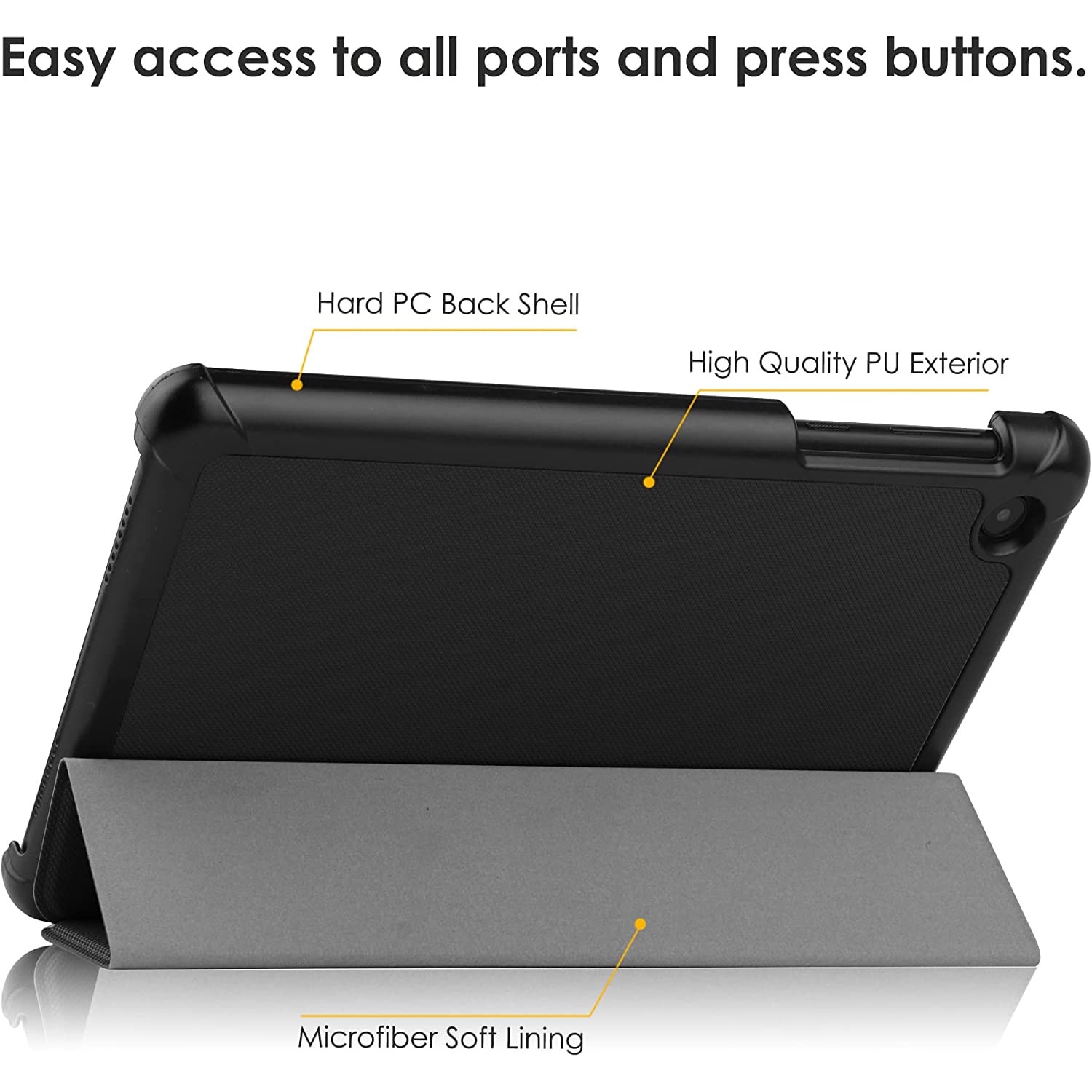 Husa pentru Samsung Galaxy Tab S10Lite/S10/S9/S9 FE, 11", Slim, Smart Cover, Trifold, Negru, Sigloo
