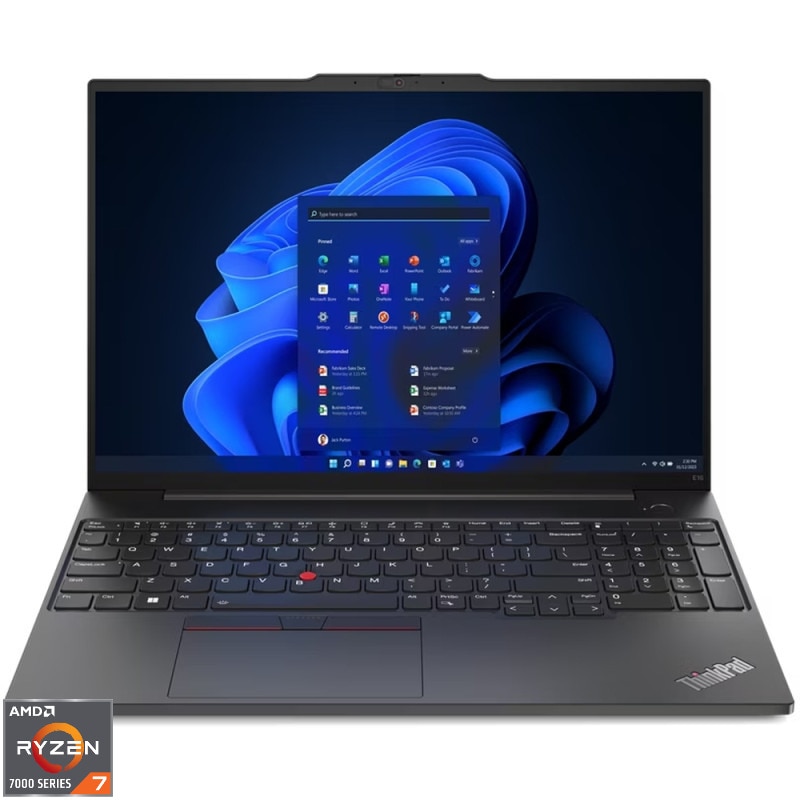 Laptop Lenovo ThinkPad E16 G1, 16" WUXGA, AMD Ryzen 7 7730U pana la 4.5 GHz, 24 GB RAM DDR4 3200, 1 TB SSD, AMD Radeon Graphics, Free Dos, Black 1 TB