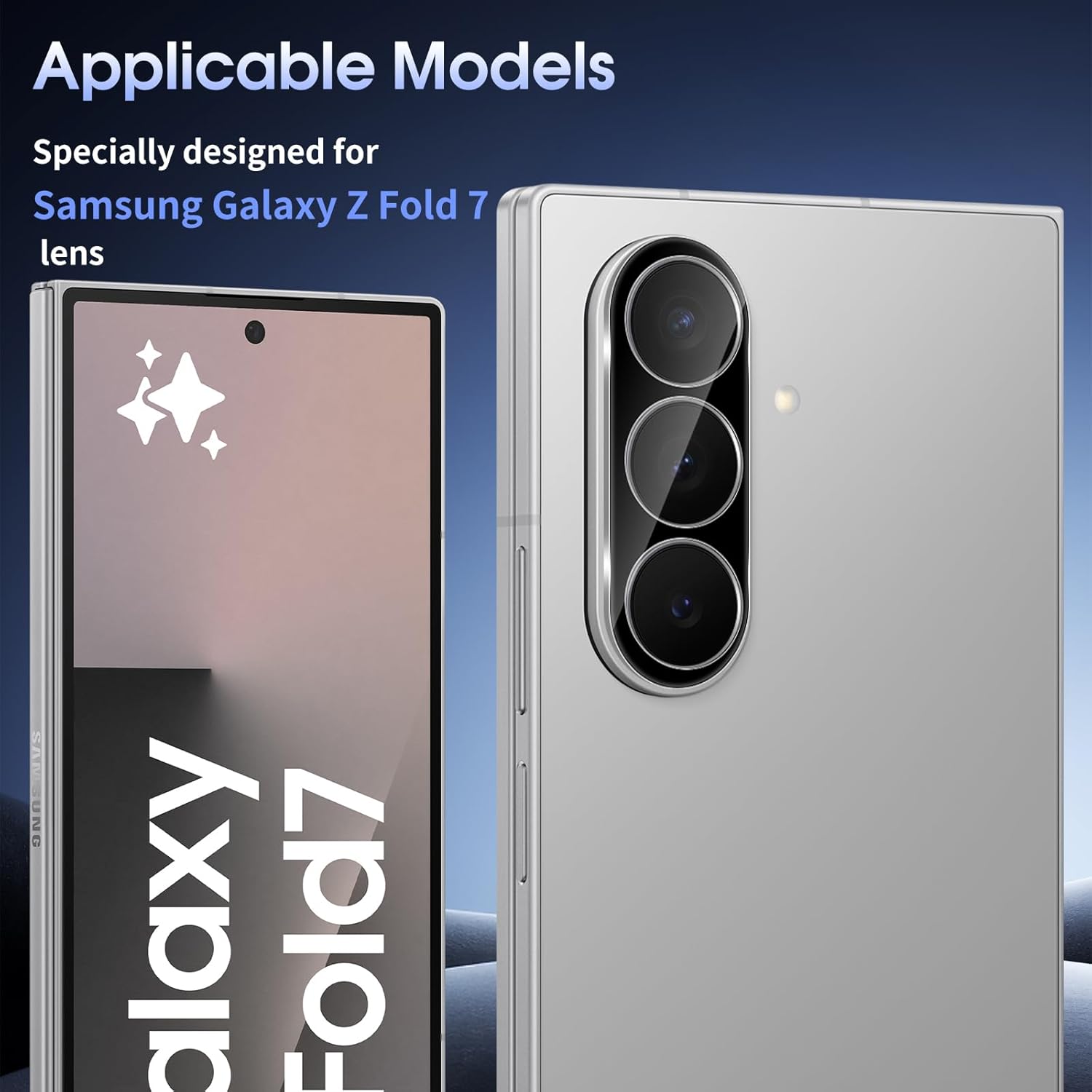 Set 2 folii de protectie din sticla temperata, MDUG, 9H duritate, negru, pentru Samsung Galaxy Z Fold7