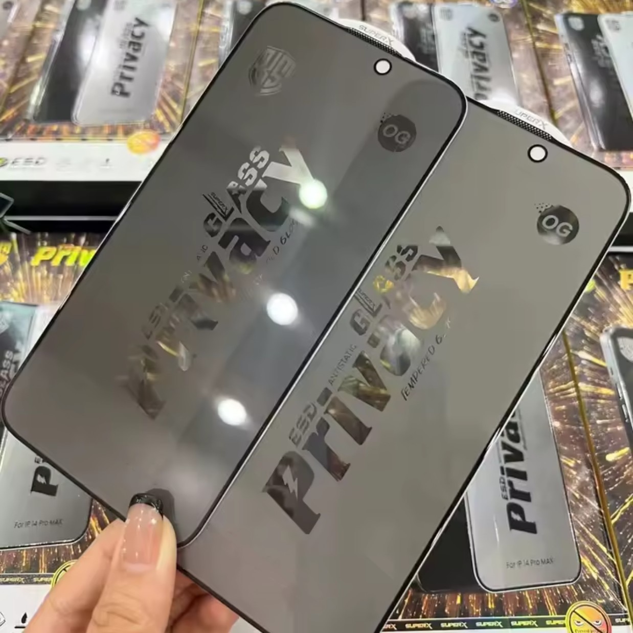 Folie de Protectie pentru OnePlus Nord CE 3 Lite, Flippy, Sticla Securizata ESD Antistatica, Super-X Privacy OG, Margini Negre, 0.30 mm, Transparent Inchis