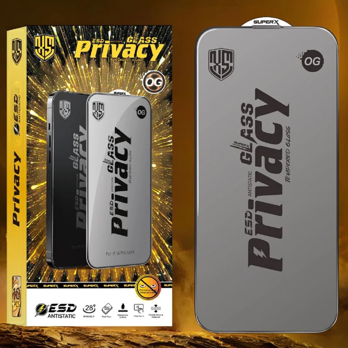 Folie de Protectie pentru OnePlus Nord CE 3 Lite, Flippy, Sticla Securizata ESD Antistatica, Super-X Privacy OG, Margini Negre, 0.30 mm, Transparent Inchis