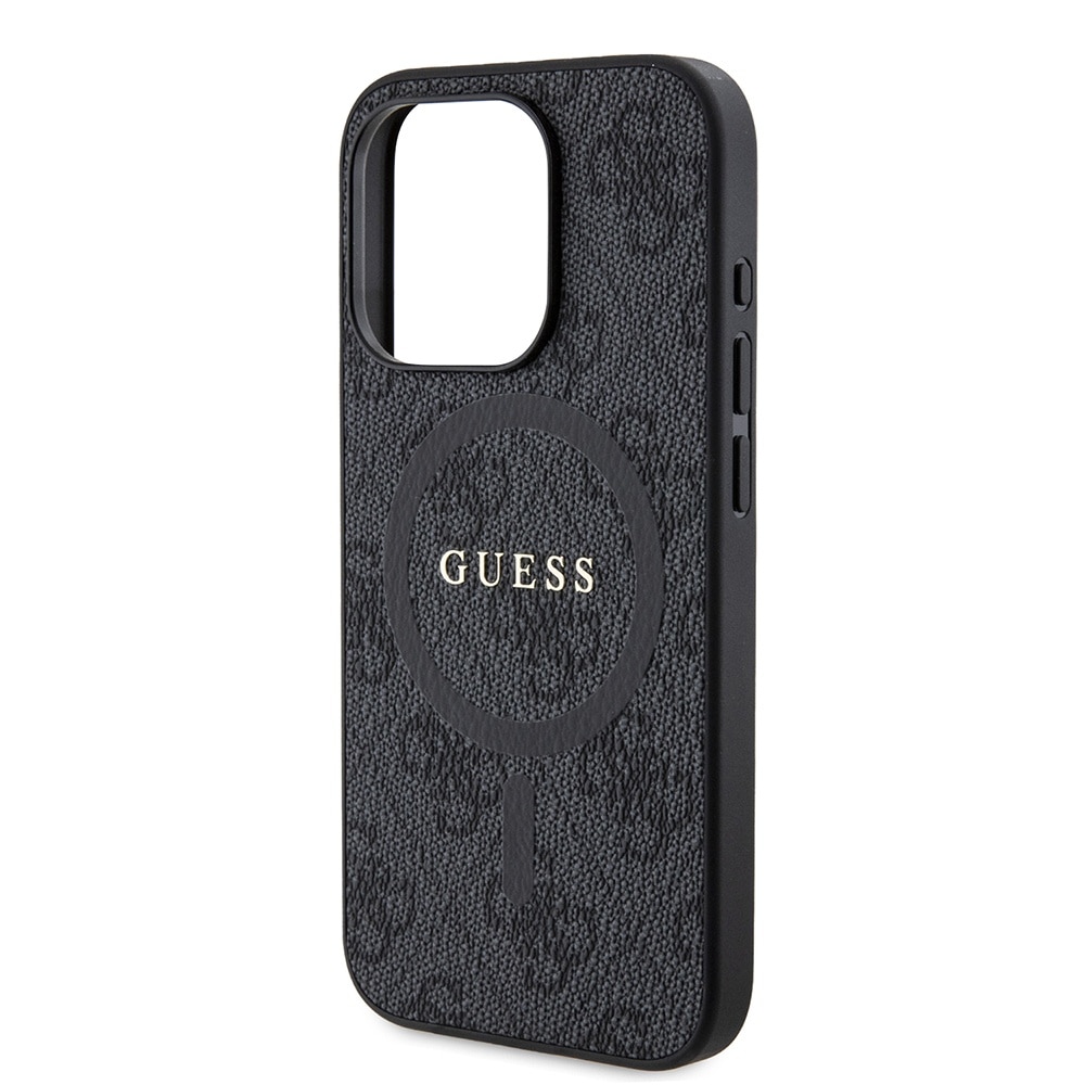 Husa telefon pentru iPhone 15 Pro, Guess, Piele ecologica, Negru