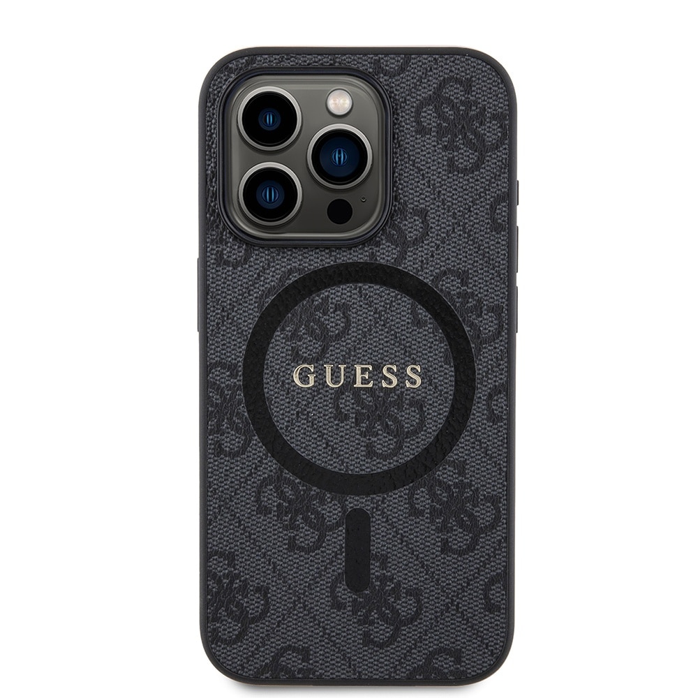 Husa telefon pentru iPhone 15 Pro, Guess, Piele ecologica, Negru