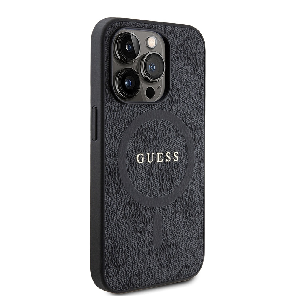 Husa telefon pentru iPhone 15 Pro, Guess, Piele ecologica, Negru