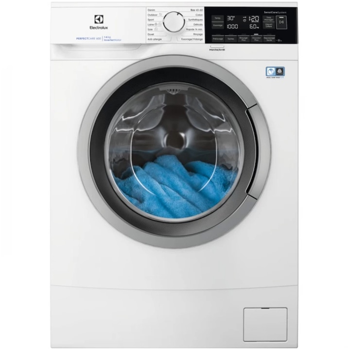 RESIGILAT: Masina de spalat rufe Slim Electrolux EW6SM326SE, 6 kg, 1200 RPM, Clasa B, TimeManager, Motor Inverter, Sistem SensiCare, Antialergic cu abur, Rapid 14 min, Alb