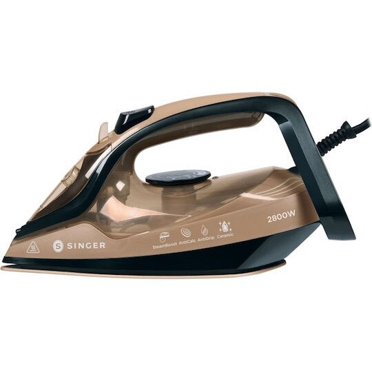 Fier de calcat cu abur Singer 2800W, talpa ceramica, debit de abur 30gr/min, negru, 280ml