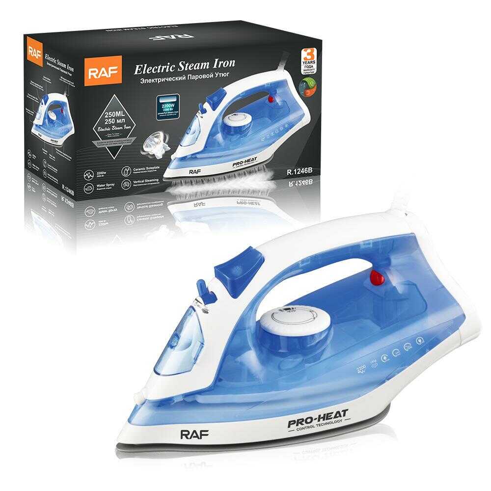 Fier de călcat cu aburi Raf R.1246B, cu termostat, rezervor de apă de 250 ml, 2200 W