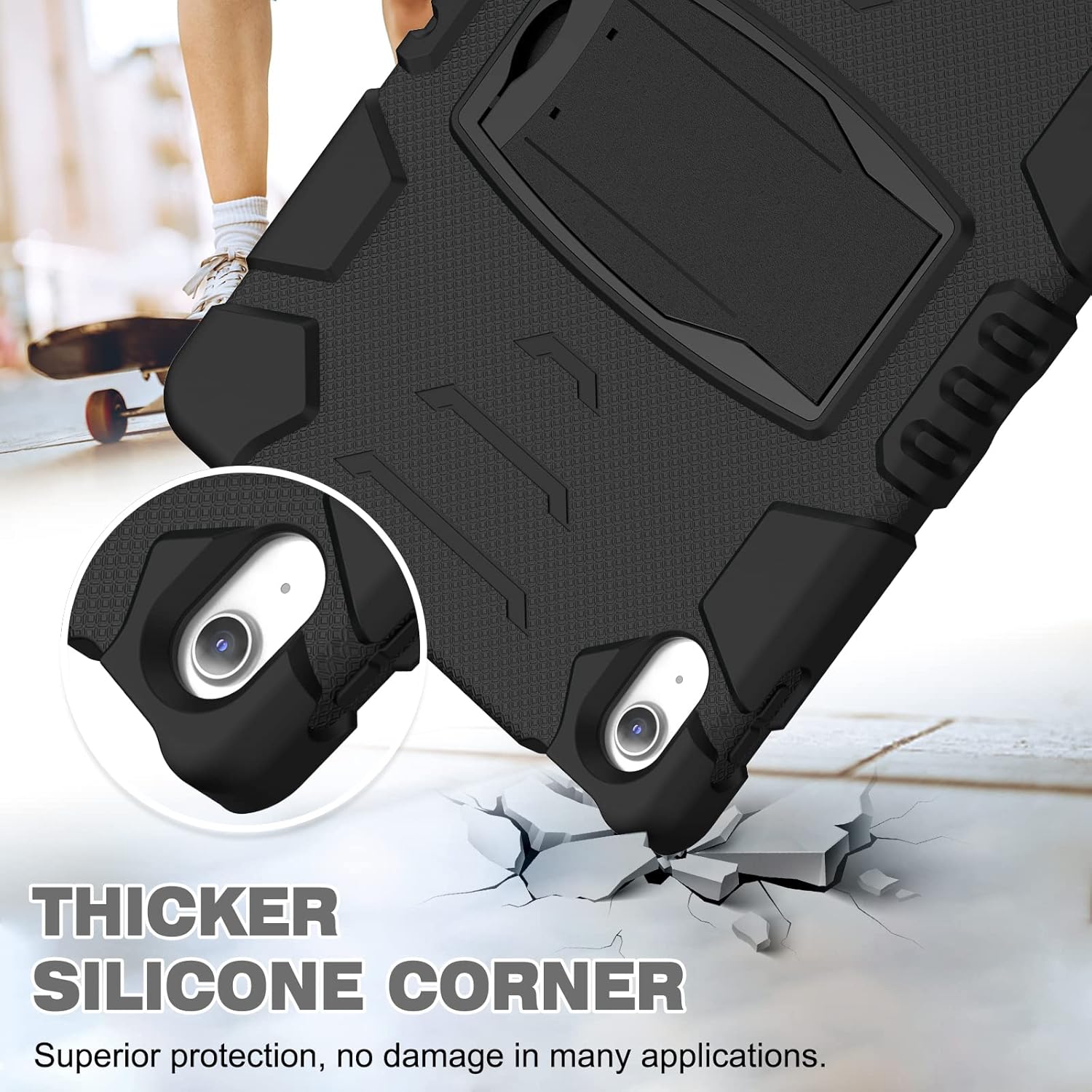 Husa Shockproof Armor pentru Samsung Galaxy Tab A11/A9(2025/2023), 8.7", Sigloo, stand Built-in, Protectie 360, Negru
