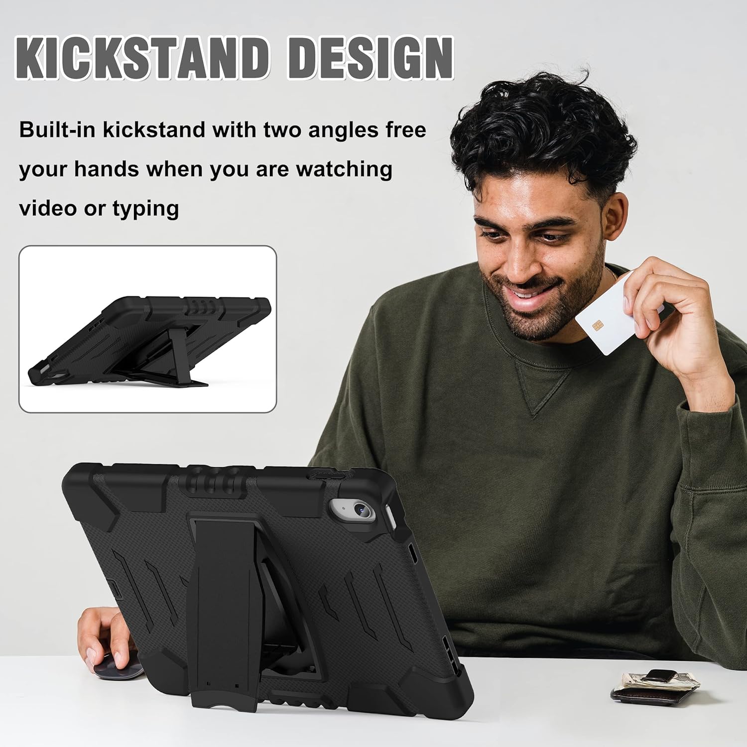 Husa Shockproof Armor pentru Samsung Galaxy Tab A11/A9(2025/2023), 8.7", Sigloo, stand Built-in, Protectie 360, Negru