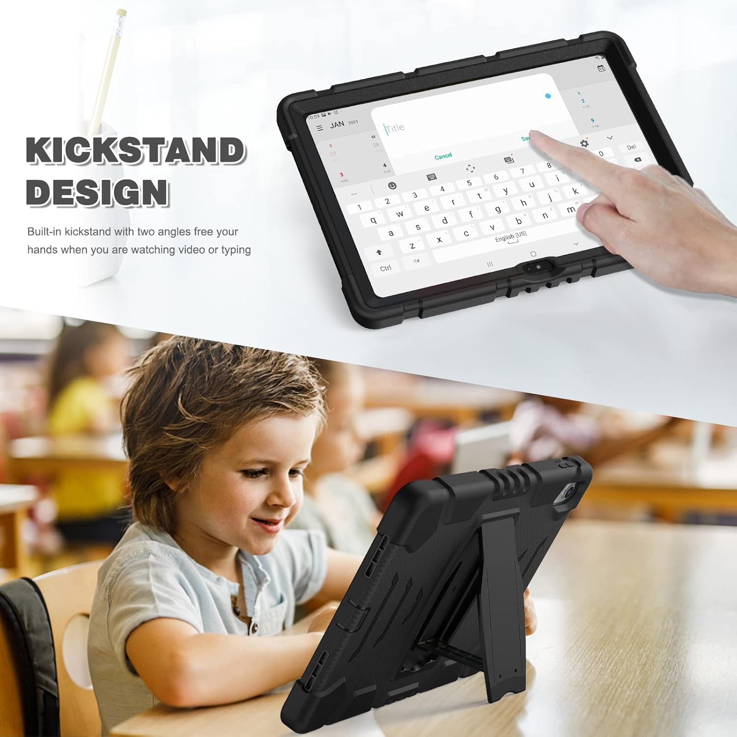Husa Shockproof Armor pentru Samsung Galaxy Tab A11/A9(2025/2023), 8.7", Sigloo, stand Built-in, Protectie 360, Negru