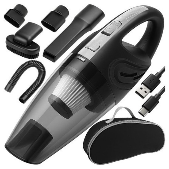 Aspirator fara sac Wireless, Zola, 50 W, 38000-40000 rpm, filtru HEPPA, Negru