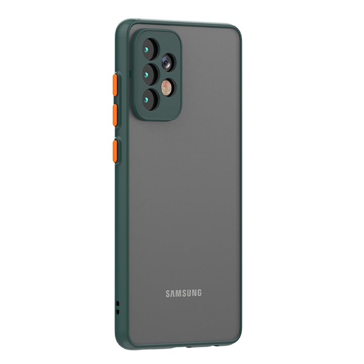Husa Premium cu protectie la camere si finisaj mat pentru Samsung Galaxy A52 4G / A52 5G / A52s 5G, Verde inchis