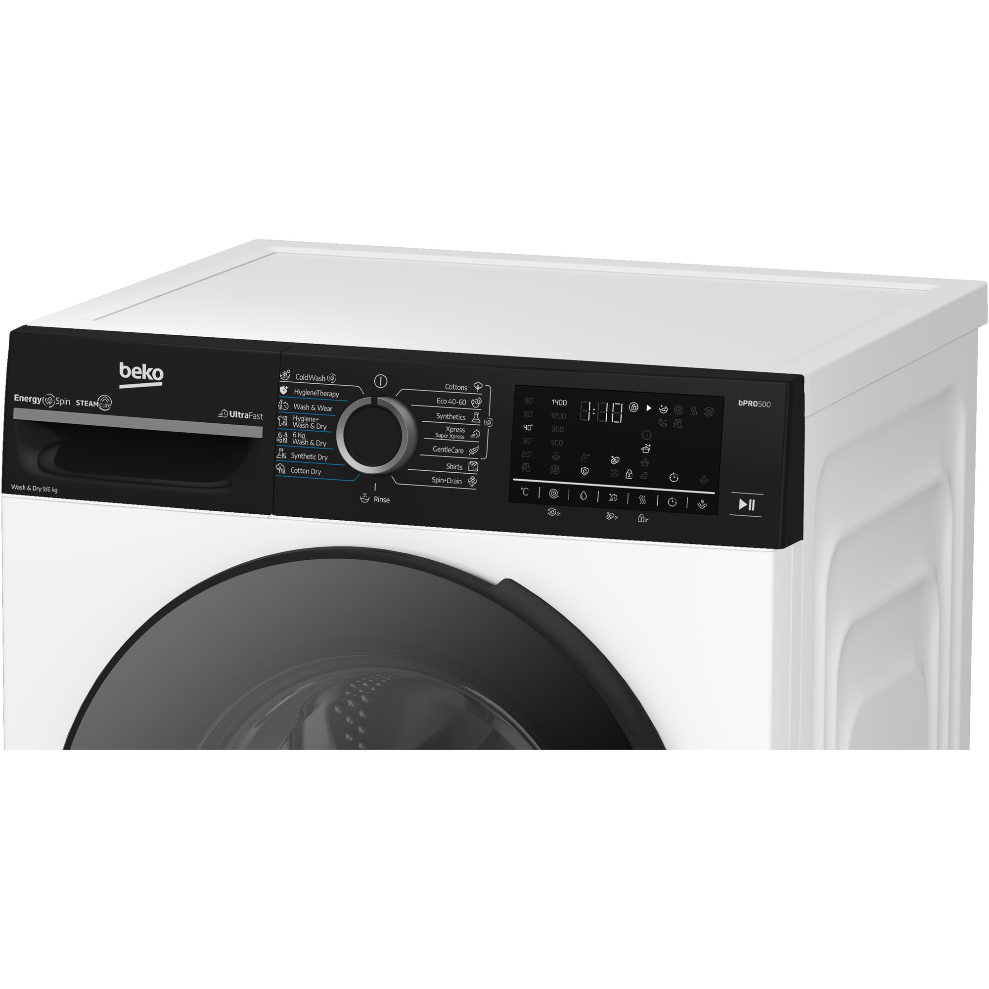 Masina de spalat rufe cu uscator Beko BM5DFST69442WBPB, Clasa D, SteamCure, 9/6 kg, 1400rpm, Alb