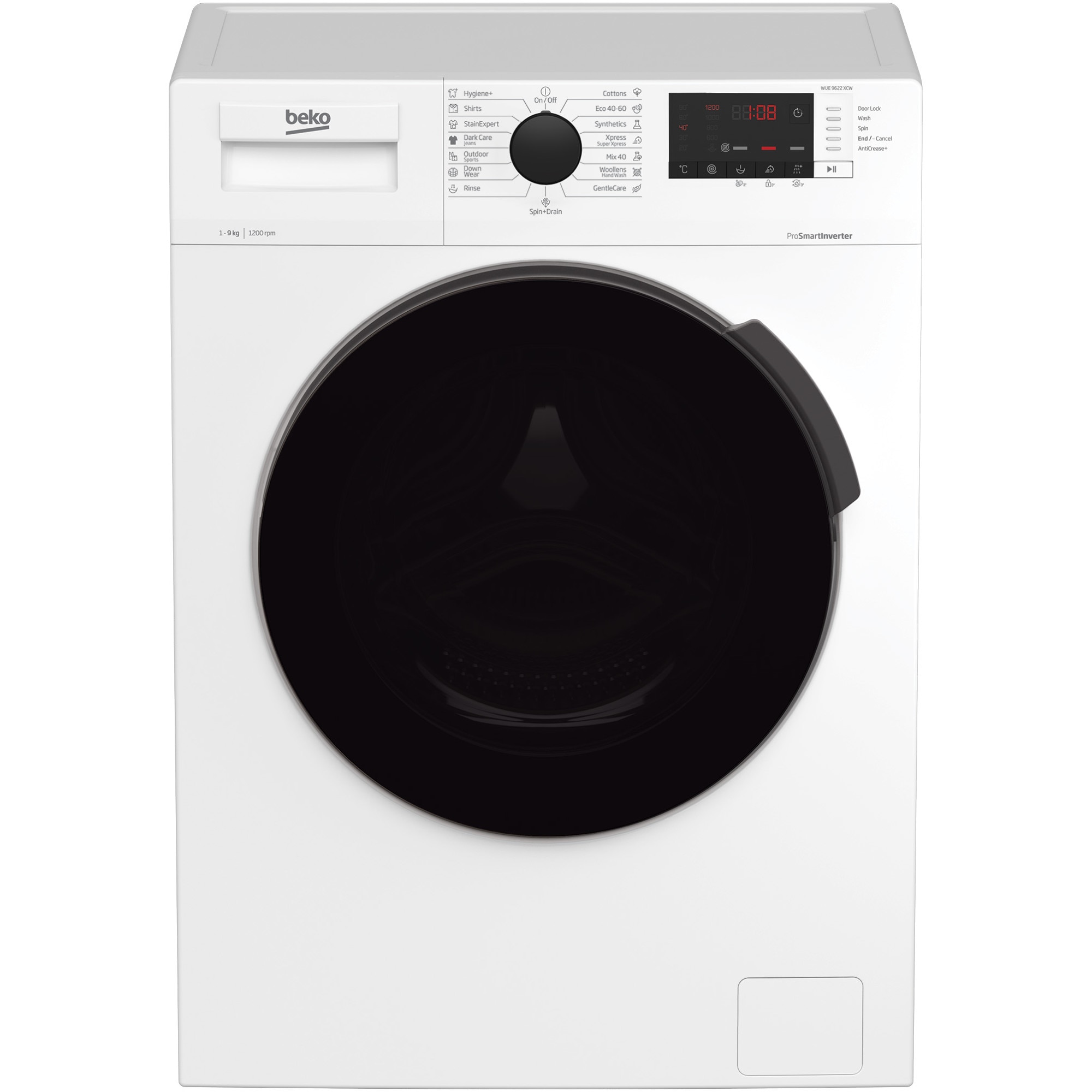 Masina de spalat rufe Beko WUE 9622 XCW, 9 kg, 1200 RPM, Clasa C, AddXtra, Motor ProSmart Inverter, SteamCure, Alb