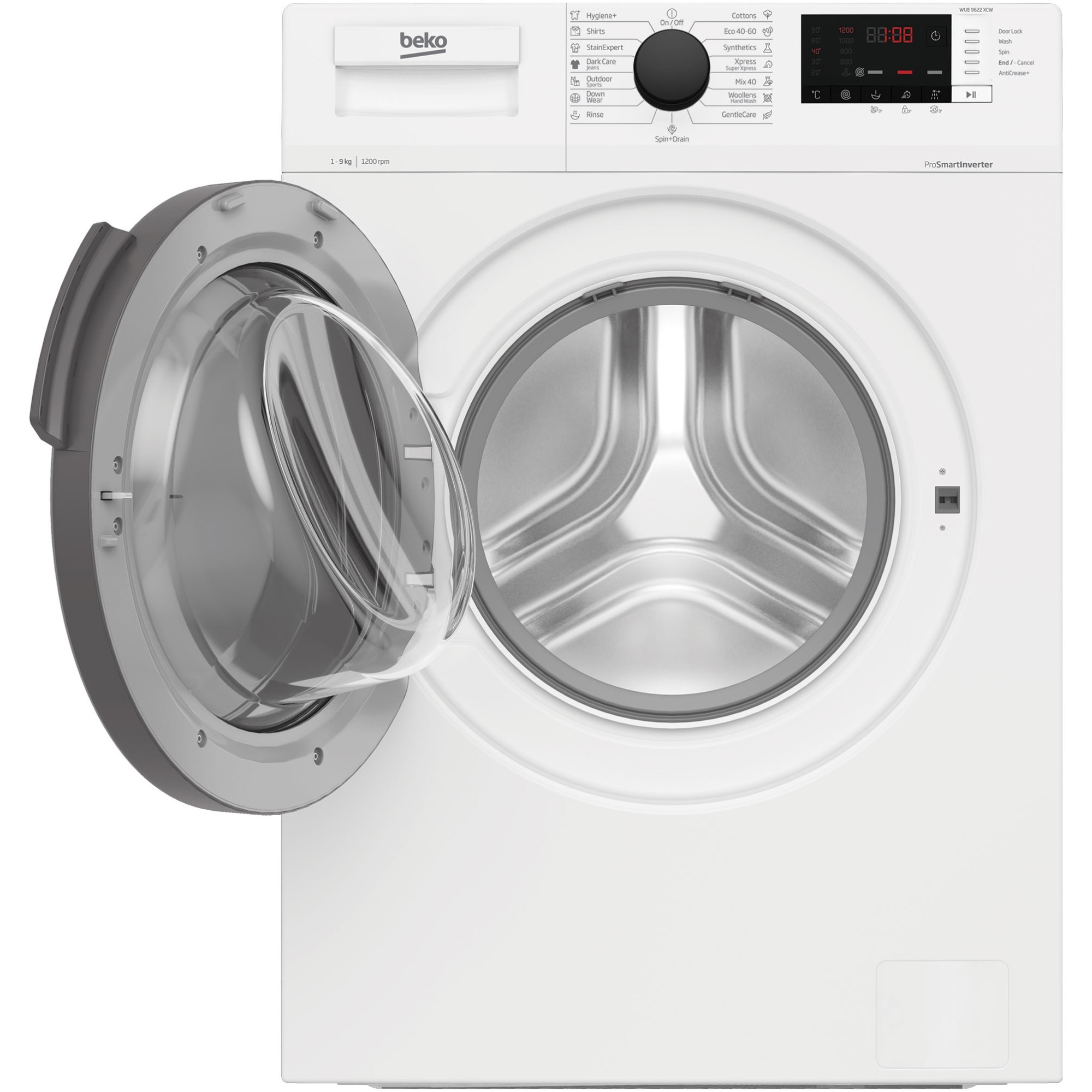 Masina de spalat rufe Beko WUE 9622 XCW, 9 kg, 1200 RPM, Clasa C, AddXtra, Motor ProSmart Inverter, SteamCure, Alb