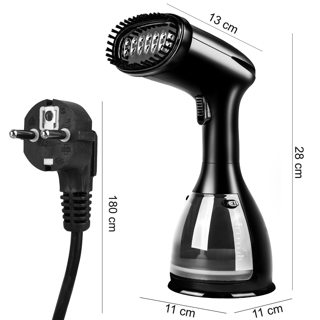 Aparat De Calcat Vertical Cu Abur, Maltec, Hds5000W, Negru/Rosu, Putere 1500 W, Capacitate Rezervor 280 ml, Set 7In1, Oprire Automata, Calcare Verticala, Randament Abur Pana La 32 G/Min, Negru