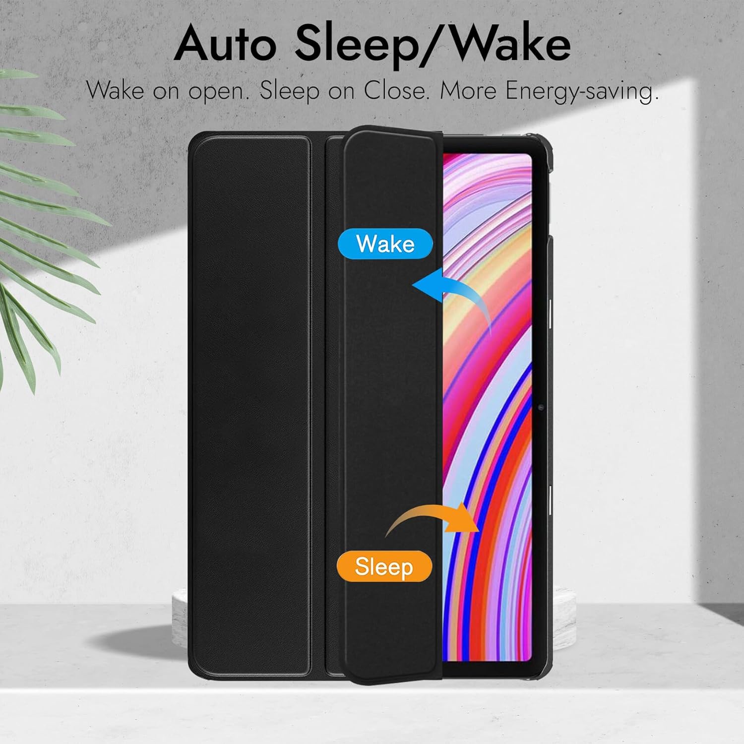 Husa pentru Xiaomi Redmi Pad 2 Pro Soft Shell Light & Slim cu functie wake-up/sleep si compartiment pentru stylus, tip stand - gri