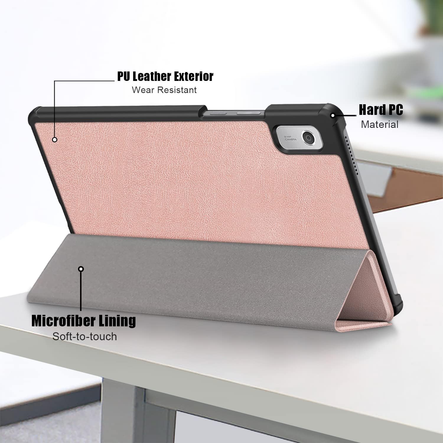 Husa Slim Sigloo, Smart Cover, Trifold, pentru tableta Lenovo Tab P11 / P11 Plus TB-J607/J606F, 11 inch, model Golden