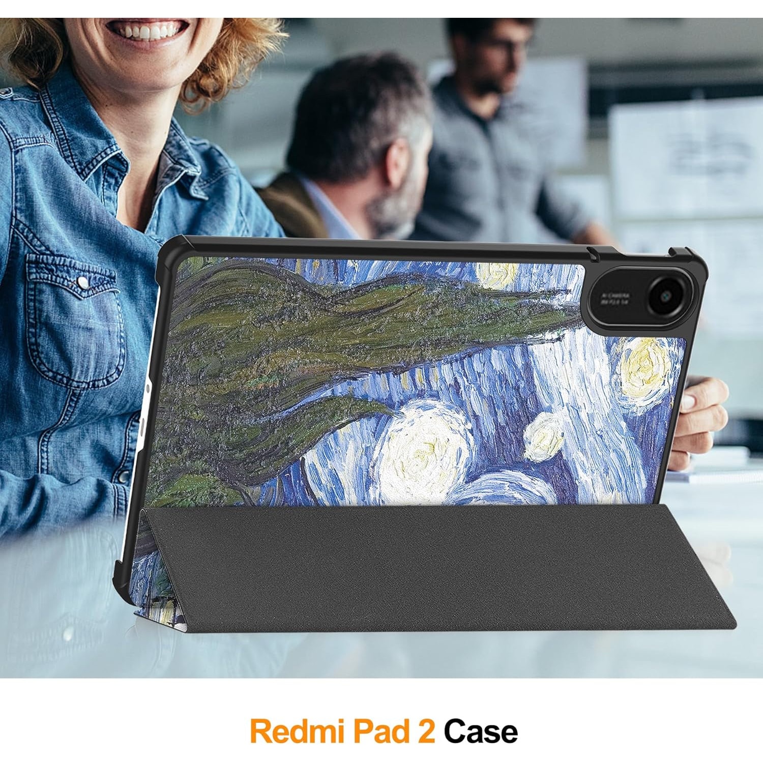 Husa Sigloo pentru tableta Xiaomi Redmi Pad Pro 12.1" – Slim, Tri-Fold Magnetic, Piele Ecologica, Antisoc, Stand Reglabil, – model Star Night