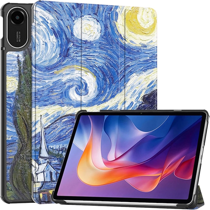 Husa Sigloo pentru tableta Xiaomi Redmi Pad Pro 12.1" – Slim, Tri-Fold Magnetic, Piele Ecologica, Antisoc, Stand Reglabil, – model Star Night