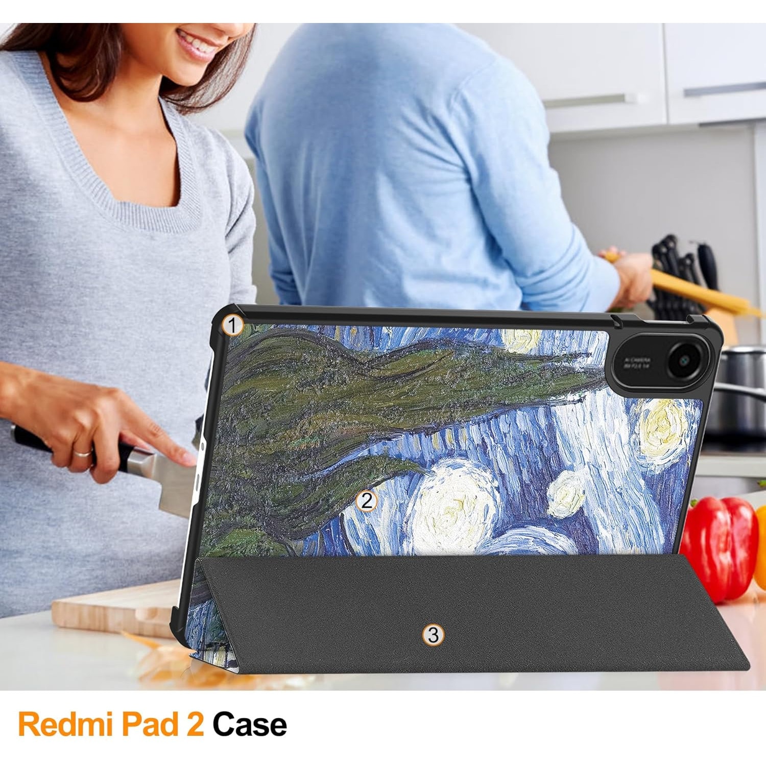 Husa Sigloo pentru tableta Xiaomi Redmi Pad Pro 12.1" – Slim, Tri-Fold Magnetic, Piele Ecologica, Antisoc, Stand Reglabil, – model Star Night