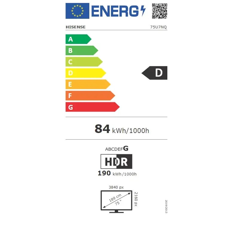 Televizor Mini-LED ULED Smart HISENSE 75U7NQ, Ultra HD 4K, HDR, 189cm, Clasa D, Gri