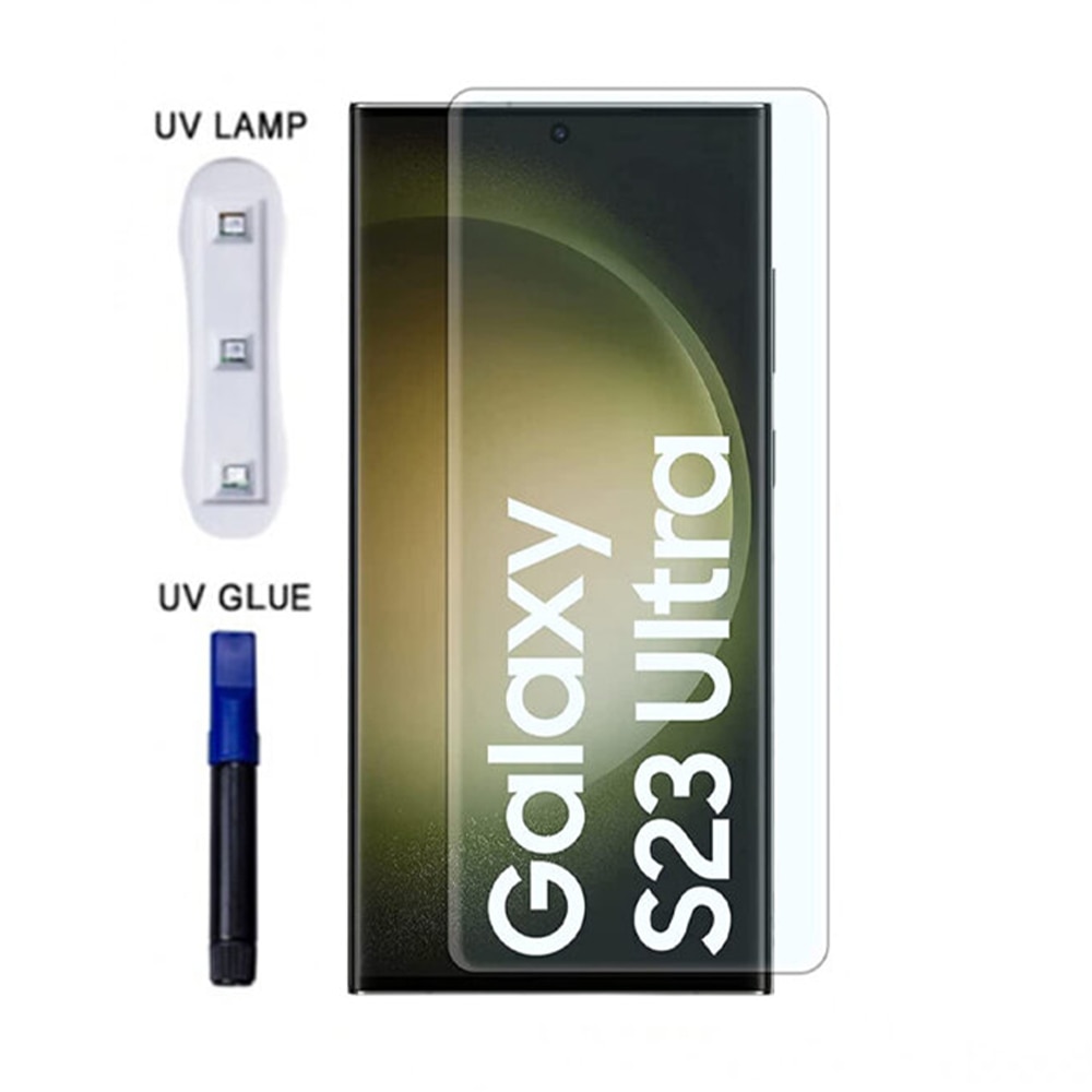 Folie ecran pentru Samsung Galaxy S23 Ultra din Sticla Securizata, Adeziv 3D UV, Protectie Completa cu Lipire pe Toata Suprafata, Protection Technology, Negru