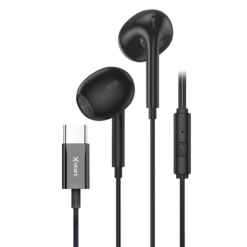 Casti cu Cablu Type-C 120cm, X-Start EJ042, Compatibile iPhone 15/16 si Android, Microfon si Control pe Fir, Negru