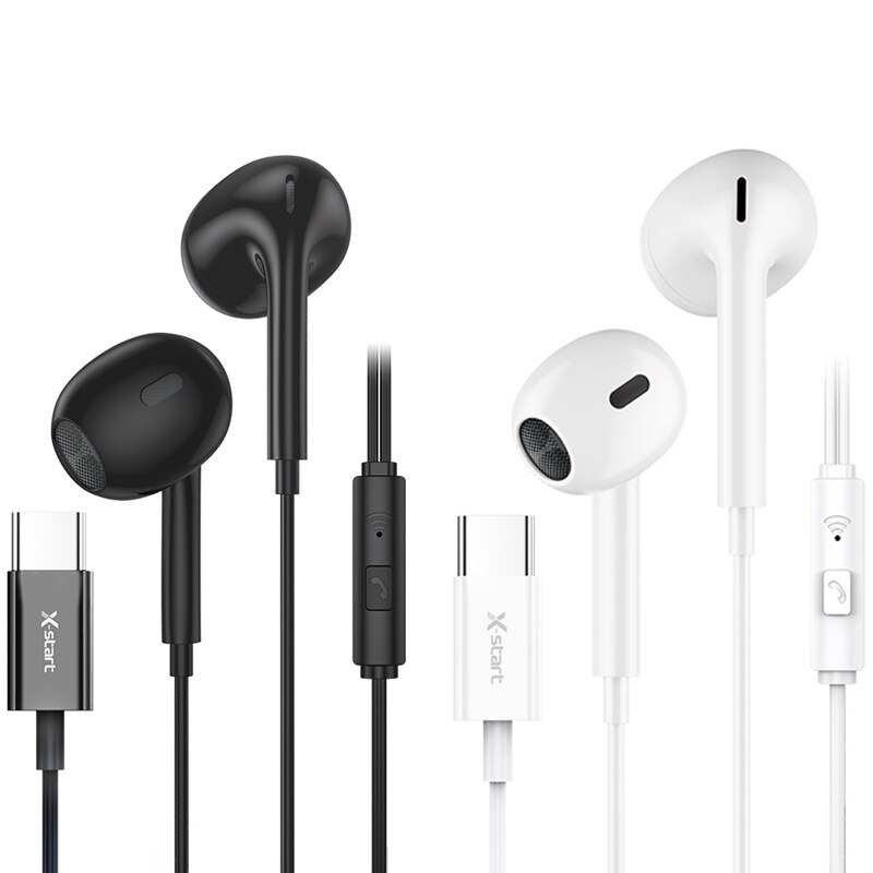Casti cu Cablu Type-C 120cm, X-Start EJ042, Compatibile iPhone 15/16 si Android, Microfon si Control pe Fir, Negru