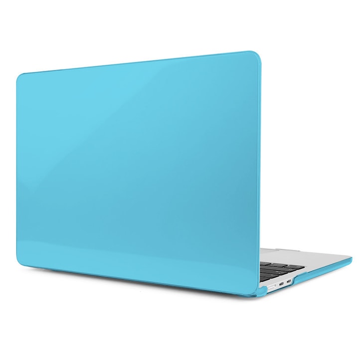 Carcasa Laptop pentru MacBook Air 13 inch (2025, 2024, 2023, 2022) versiunea M4 A3240, M3 A3113, M2 A2681, carcasa de protectie rigida din cristal, compatibila cu MacBook Air 13,6 inch, albastru aqua