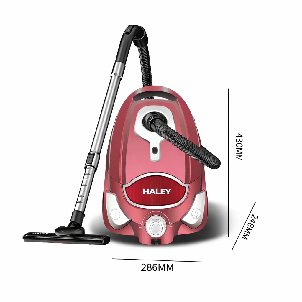 Aspirator HALEY HY-917 3000W, Fara Sac, Recipient 4L, Roșu Metalizat