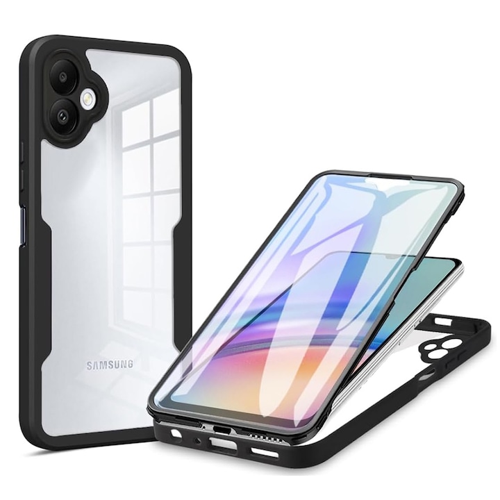 Husa pentru Samsung Galaxy A06 DaDen® ColorVerse 360, Antisoc, Protectie completa spate-ecran, Negru