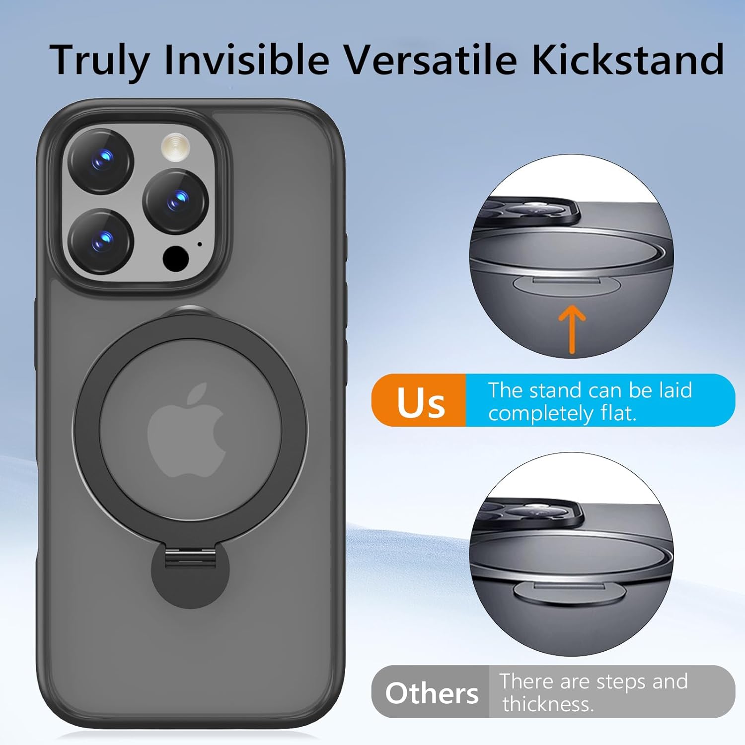 Husa Magnetica pentru iPhone 16 PRO, Protectie Militara Antisoc, Suport Rotativ 360° MagSafe, Negru