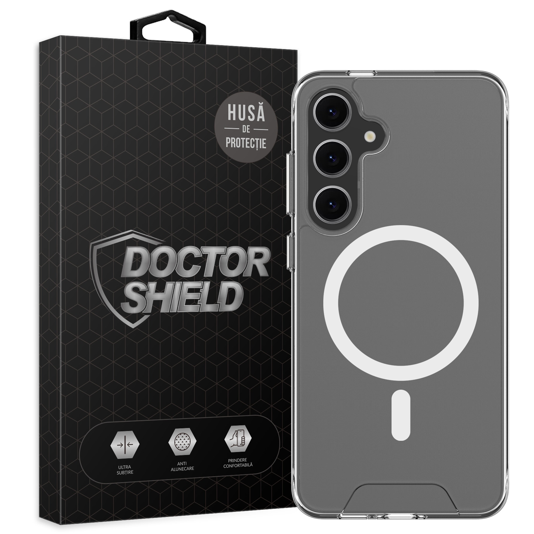 Husa de Protectie, Compatibila Samsung Galaxy S24 FE, Doctor Shield Fantom, MagSafe -Transparent